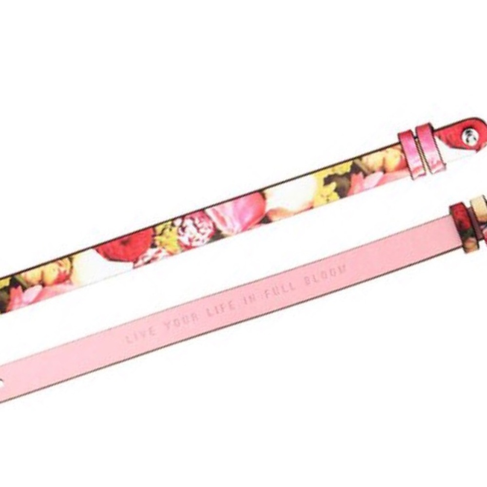 Single leather band floral/pink reversible